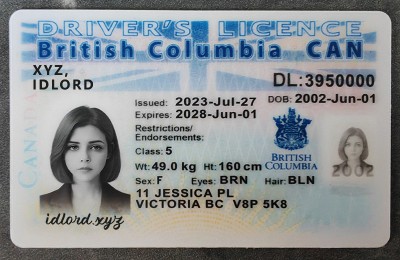 British Columbia Fake id front side